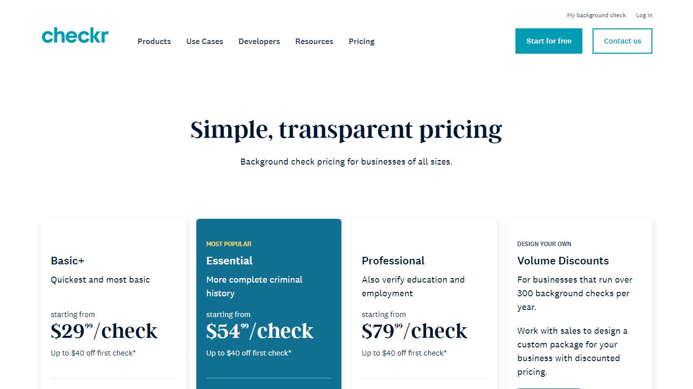 Pricing Page - Checkr